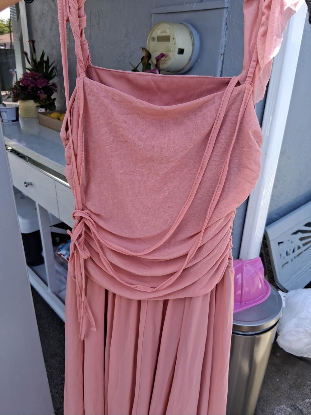 Women’s Pink Ruched Sleeveless Dress